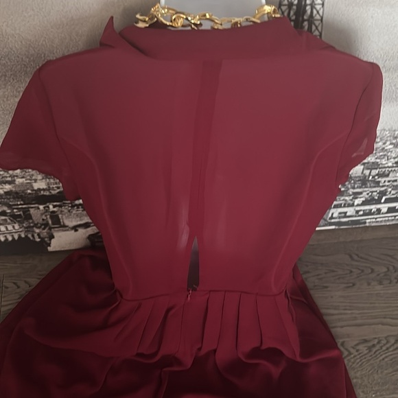 Re named Burgundy Wrap Chiffon Dress M - Picture 7 of 14